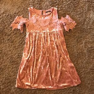 Pink velvet girls dress